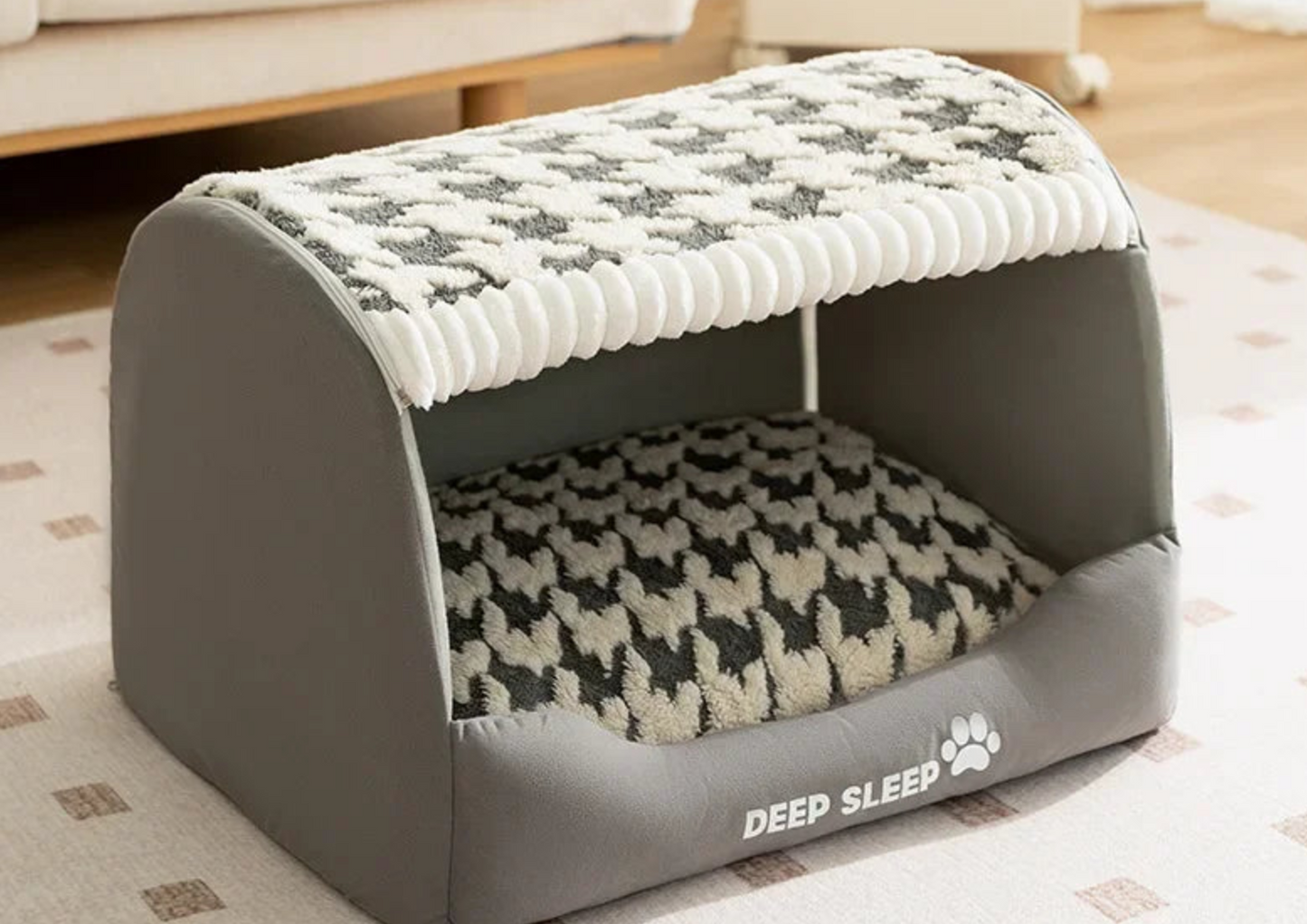 Atmungsaktives Baumwollbett für Hunde, rechteckig, mit stabilen Nähten