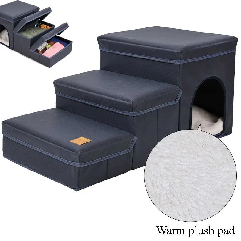 Dreistufige Hundetreffe in blau