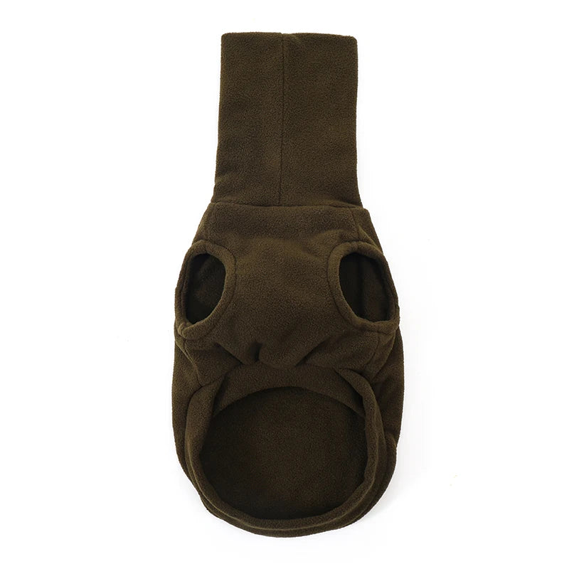 Whippet-Mantel aus Fleece – Bauchansicht armee grün