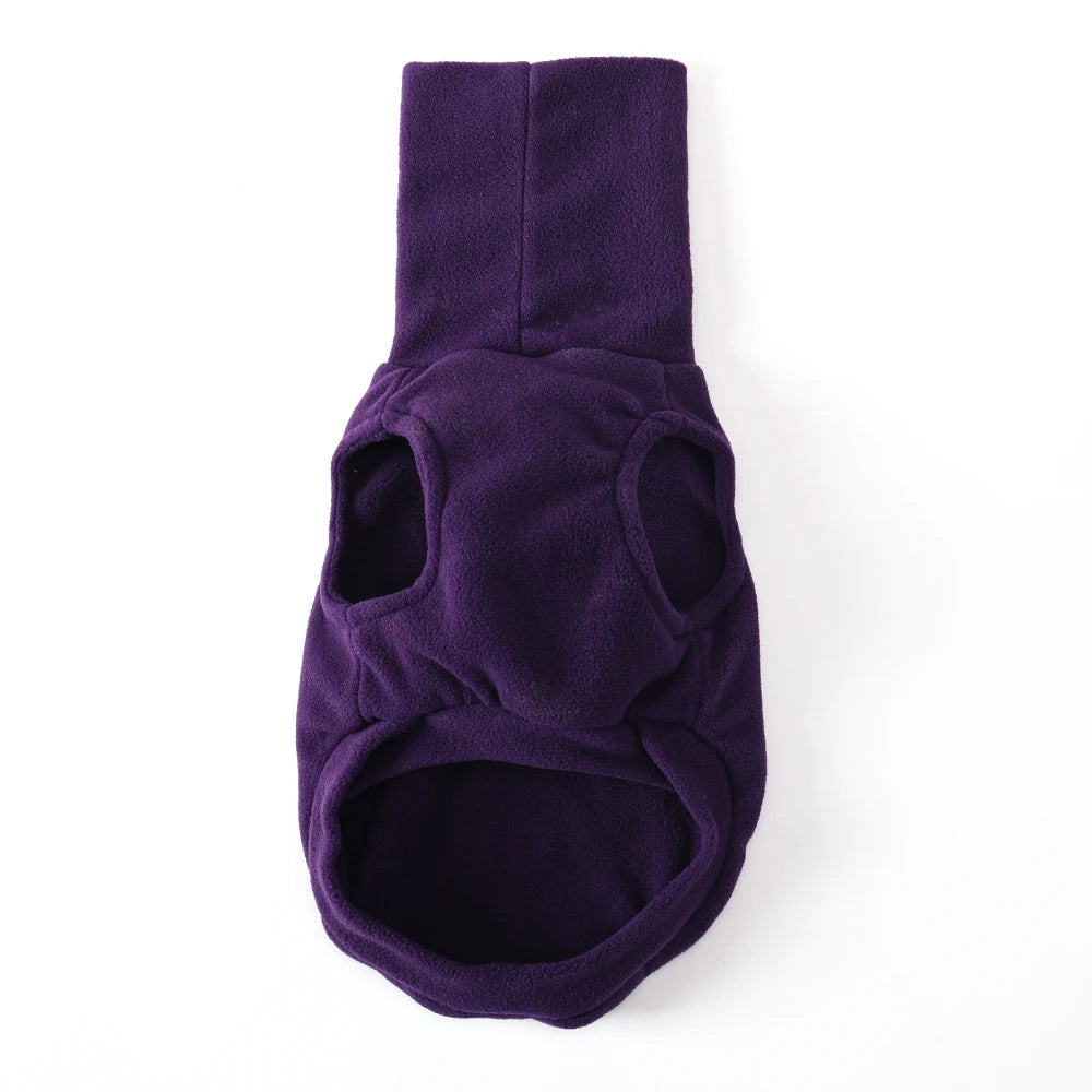 Whippet-Mantel aus Fleece – Bauchansicht dunkel viollet