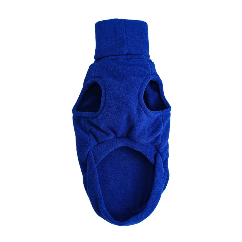 Whippet-Mantel aus Fleece – Bauchansicht blau