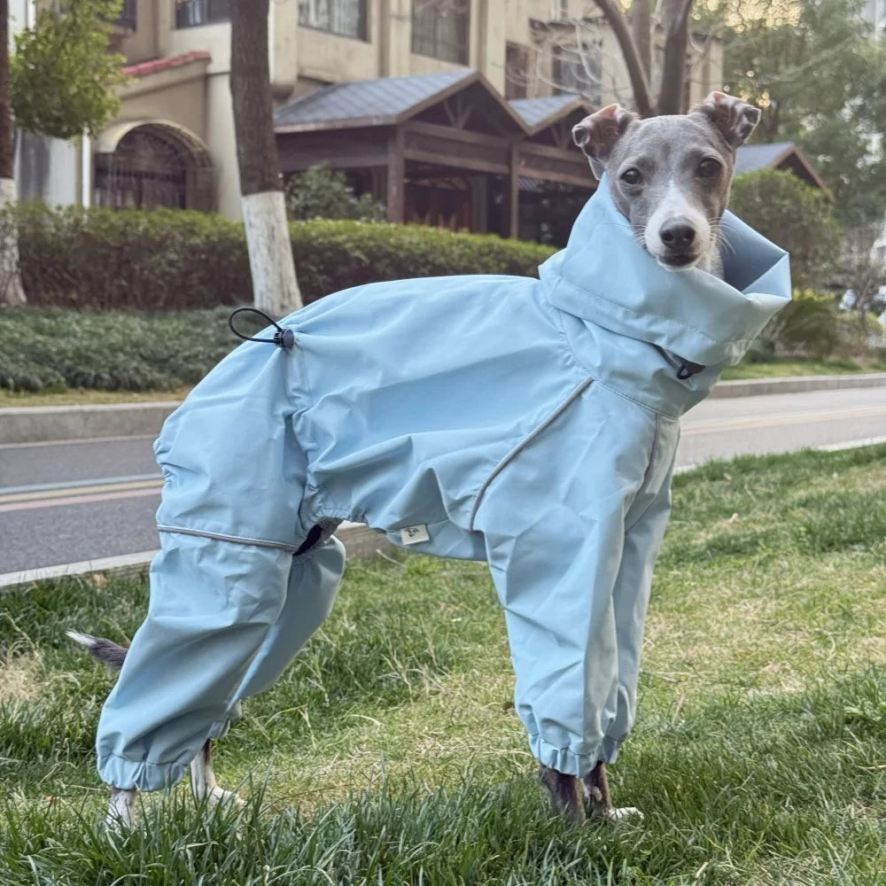 Leichter, gefütterter Winteroverall für Hunde mit Kordelzügen