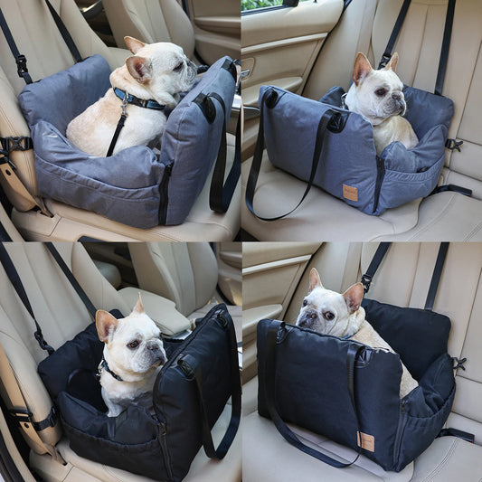 Hundetragetasche für das Auto in grau und schwarz