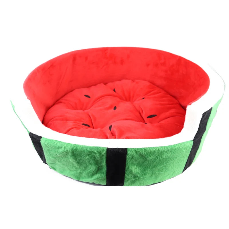 Hundebett mit Wassermelonen-Optik – weiches Designbett für Haustiere