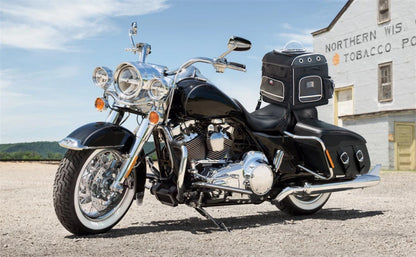 Motorrad-Hundetasche auf Cruiser-Motorrad montiert