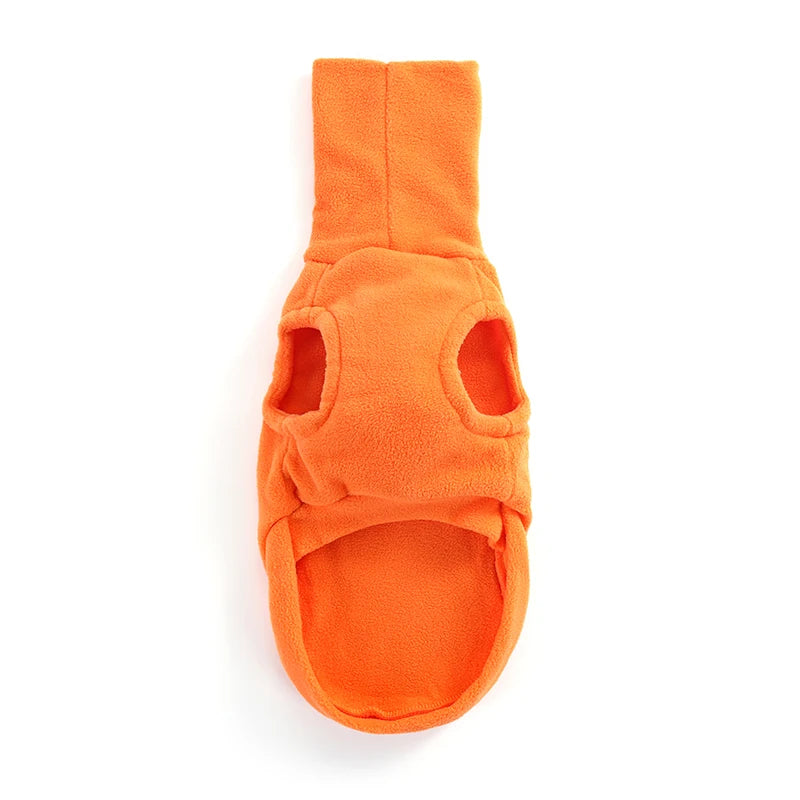 Whippet-Mantel aus Fleece – Bauchansicht orange