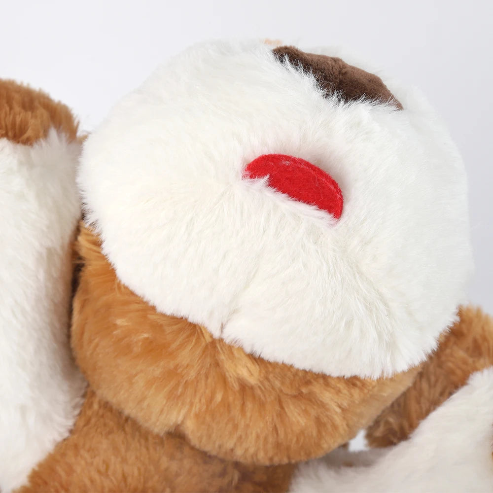 Flauschiges Hundekuscheltier mit gestickter Nase Nahaufnahme