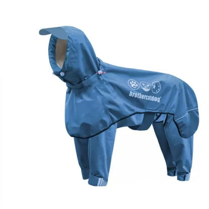 Hund im Navy Blue Hunderegenmantel Winter – wasserdicht, winddicht & reflektierend