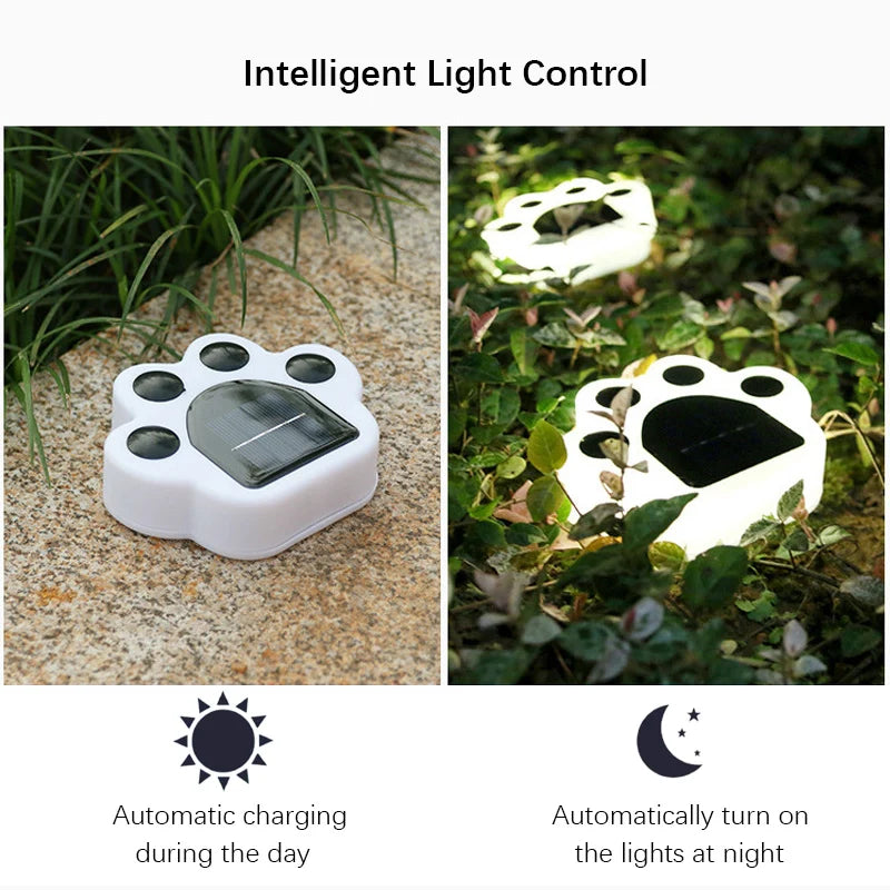 Hund Kabellose Solar-Gartenbeleuchtung im Pfotenabdruck-Design