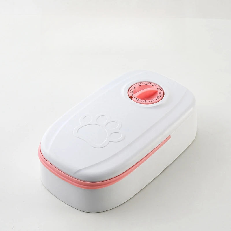 Automatischer Futterspender Hund mit Timer für eine einzelne Mahlzeit in rosa