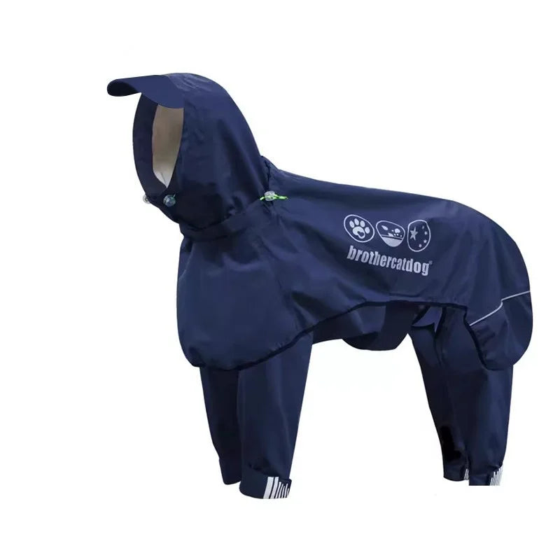 Hund im  Blau Hunderegenmantel Winter – wasserdicht, winddicht & reflektierend