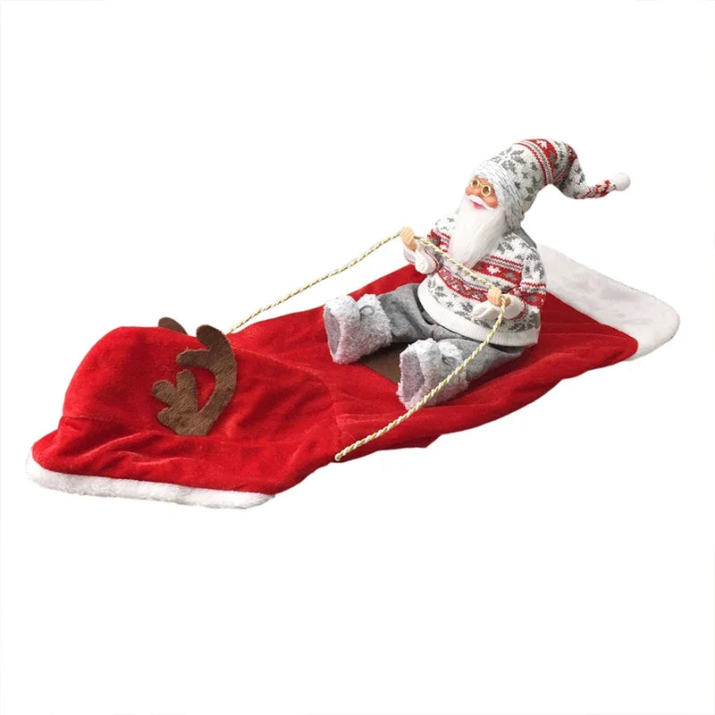 Weihnachtliches Hundekostüm rot mit Rentier-Figur im Flachbild