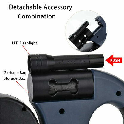 Einziehbare Leine mit LED-Licht, doppelter Verwicklung, Dual Doggie, 360-Grad-Drehung, kein Verknoten für jeden Hund, 2 Hunde, 3 m Seile für Haustierhunde vom eddy-shop