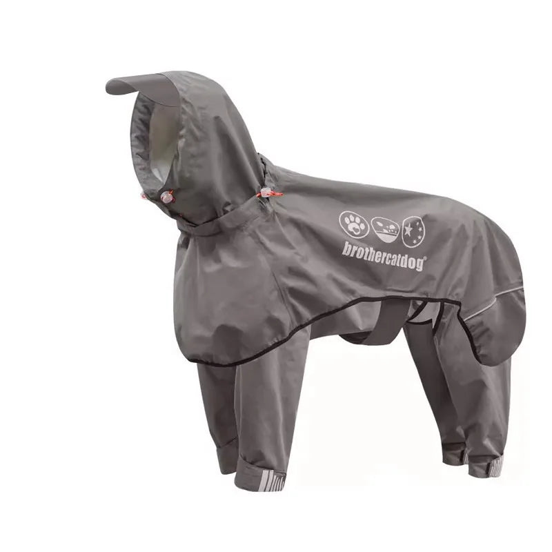 Hund im Park mit Deep Khaki Winter-Regenmantel – Schutz bei Regen & Wind