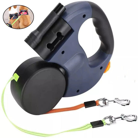 
Einziehbare Leine mit LED-Licht, doppelter Verwicklung, Dual Doggie, 360-Grad-Drehung, kein Verknoten für jeden Hund, 2 Hunde, 3 m Seile für Haustierhunde vom eddy-shop