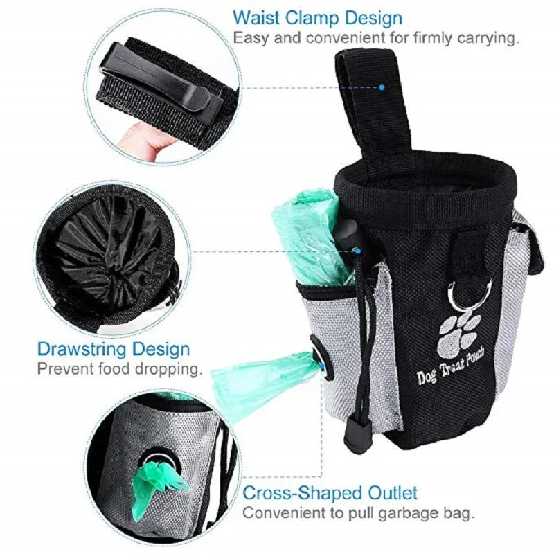 Hunde Snacktasche mit Zugverschluss und integriertem Kotbeutelhalter