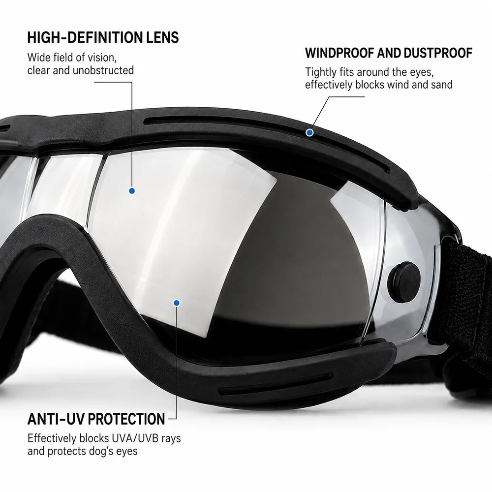 8 euro einkauf Adjustable Dog Sunglasses UV Protection Pet Goggles Soft Waterproof Puppy Glasses for Small Medium Dogs Outdoor Riding Driving