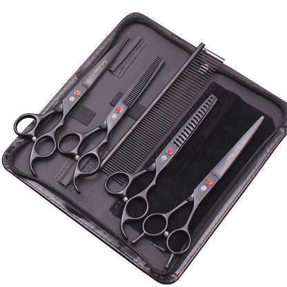 „Professionelles Hundepflege- und Trimm Set. Hundeschere aus 6CR Edelstahl (62 HRC). Gerade, Effilier- & gebogene Schere für präzises Trimmen zur Fellpflege.“ 3 Scheren