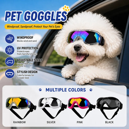 8 euro einkauf Adjustable Dog Sunglasses UV Protection Pet Goggles Soft Waterproof Puppy Glasses for Small Medium Dogs Outdoor Riding Driving