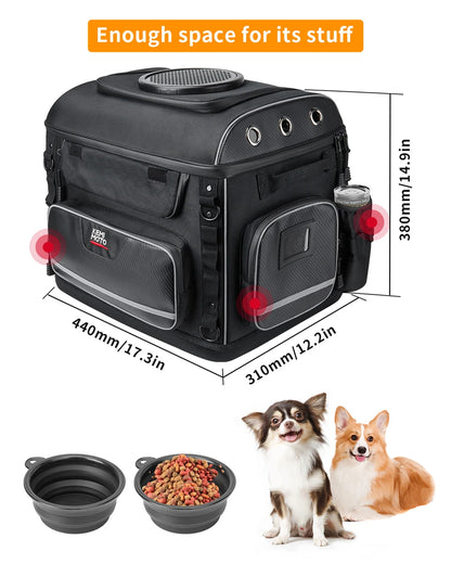 Motorrad-Hundetasche mit Maßen 44 × 31 × 38 cm und Zubehör