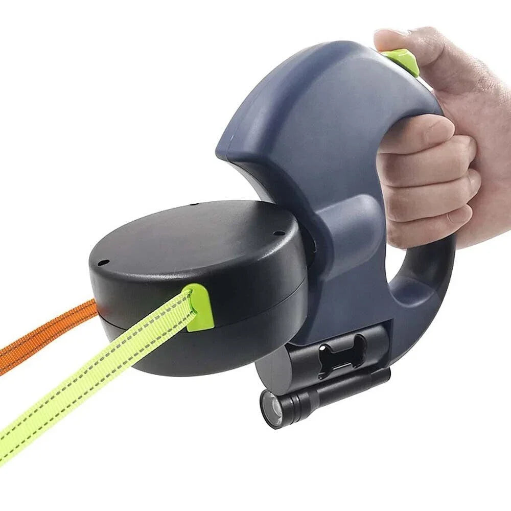 Einziehbare Leine mit LED-Licht, doppelter Verwicklung, Dual Doggie, 360-Grad-Drehung, kein Verknoten für jeden Hund, 2 Hunde, 3 m Seile für Haustierhunde vom eddy-shop
