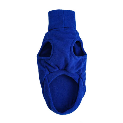 Whippet-Mantel aus Fleece – Bauchansicht blau