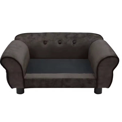 Dunkelbraunes Hundesofa mit herausgenommenem Sitzkissen und sichtbarer Kissenauflage